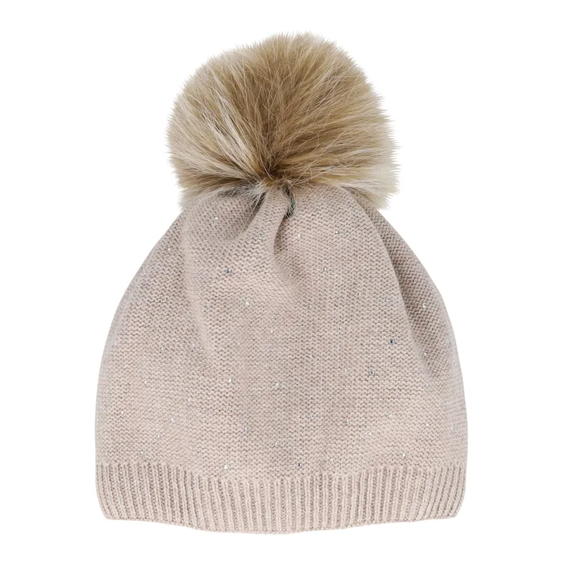 Maximo Maximo Winter-Strickmütze mit Bommel Glitzer, Beige, – Produktbild 1 von 2