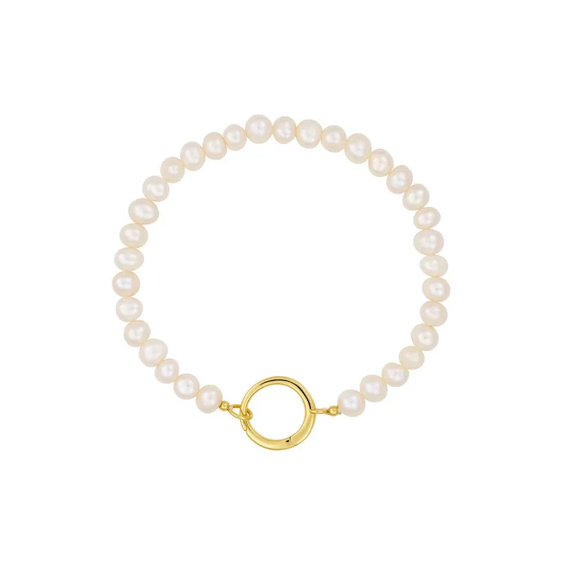 Design Letters Pearl Charm Lock Chain Armband 5mm, vergoldet – Produktbild 1 von 1