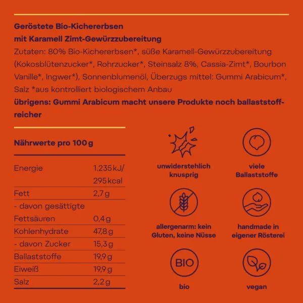 Hülsenreich Hülsenreich Bio Crunchy Kichererbsen Zimt Karamell – Produktbild 2 von 4
