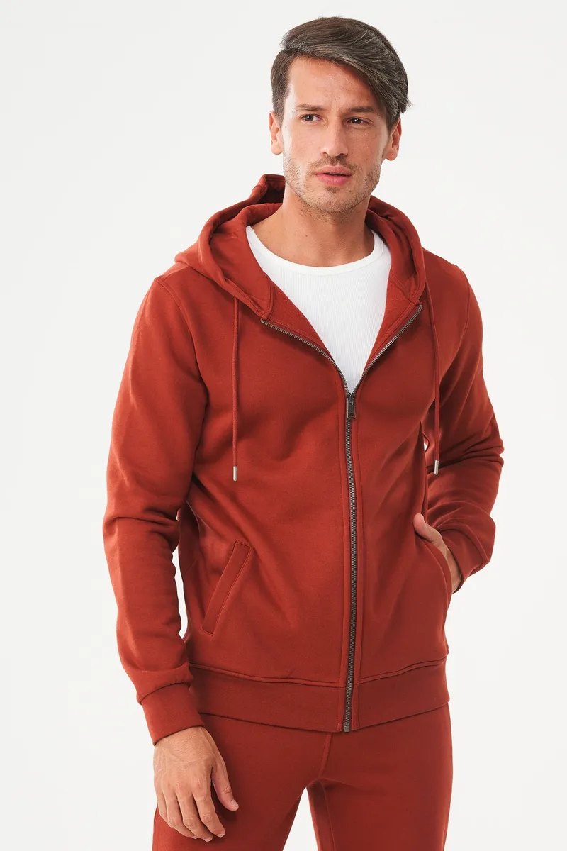 ORGANICATION ORGANICATION Herren vegan Zip-Up Hoodie Aus Bio-Baumwolle Ginger, Dunkelorange, – Produktbild 2 von 2
