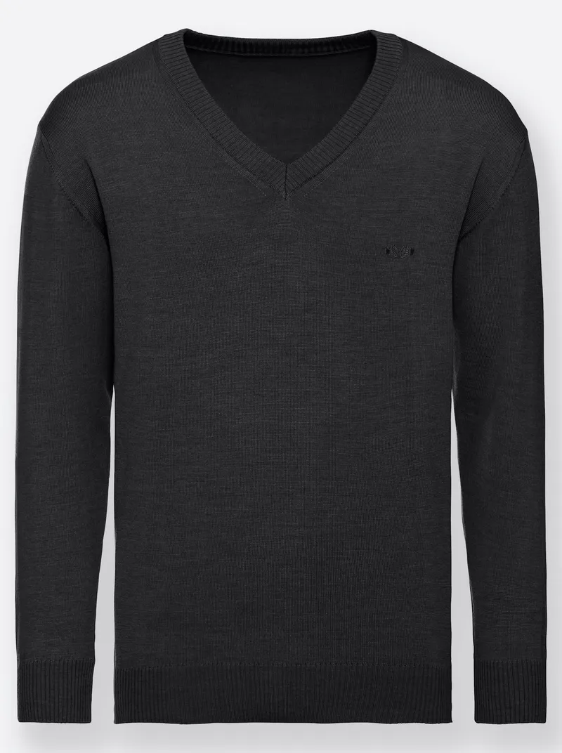 marco donati V-Ausschnitt-Pullover, Anthrazit-meliert, – Produktbild 1 von 2