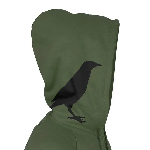 HANDGEDRUCKT HANDGEDRUCKT "Rabenflüsterer" Männer Zip Hoody aus reiner Biobaumwolle (kbA), Military, – Produktbild 1 von 4