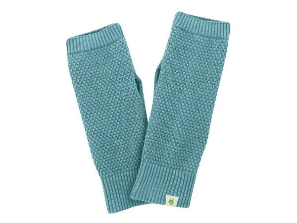 HempAge HempAge Wärmende Stulpen Hanf/Biobaumwolle, Wave (blau), – Produktbild 2 von 4