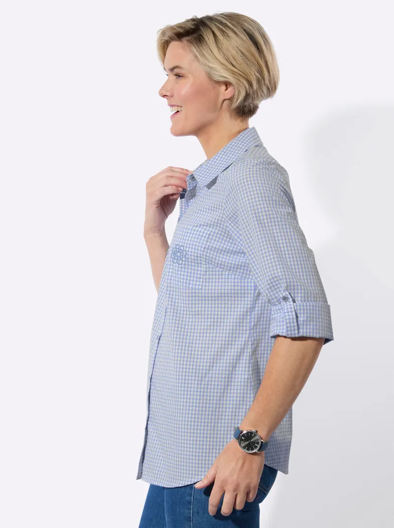Witt Longbluse himmelblau-weiß-kariert, Himmelblau-weiß-kariert, – Produktbild 1 von 2