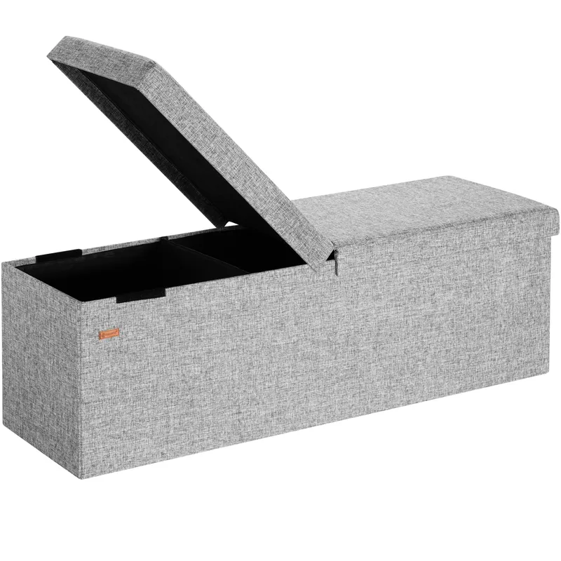 Casaria® Sitzbank Hellgrau 115x38x38cm mit Klappdeckel, Grau, – Produktbild 1 von 2