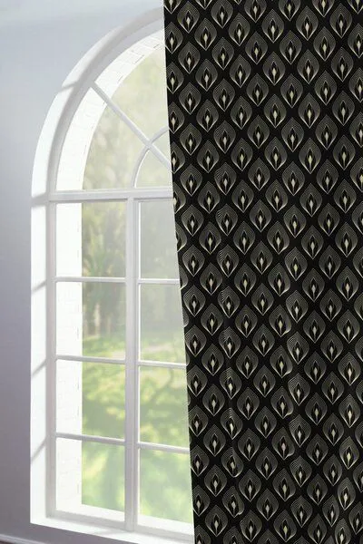 Nature by Adam Nature by Adam Vorhang aus 100% Bio-Baumwolle - Made in Germany - Feathers, Schwarz, – Produktbild 4 von 7