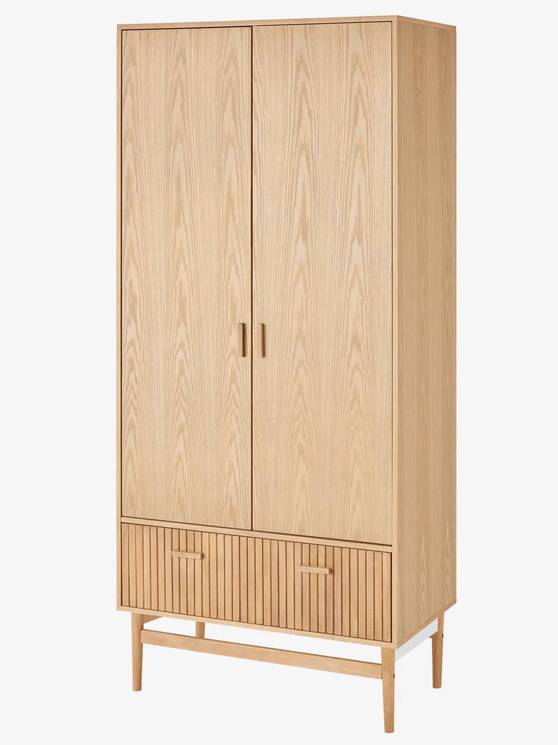 Vertbaudet Vertbaudet Kleiderschrank mit 2 Türen und 1 Schublade KOPENHAGEN Kinderzimmer, Braun, – Produktbild 3 von 4
