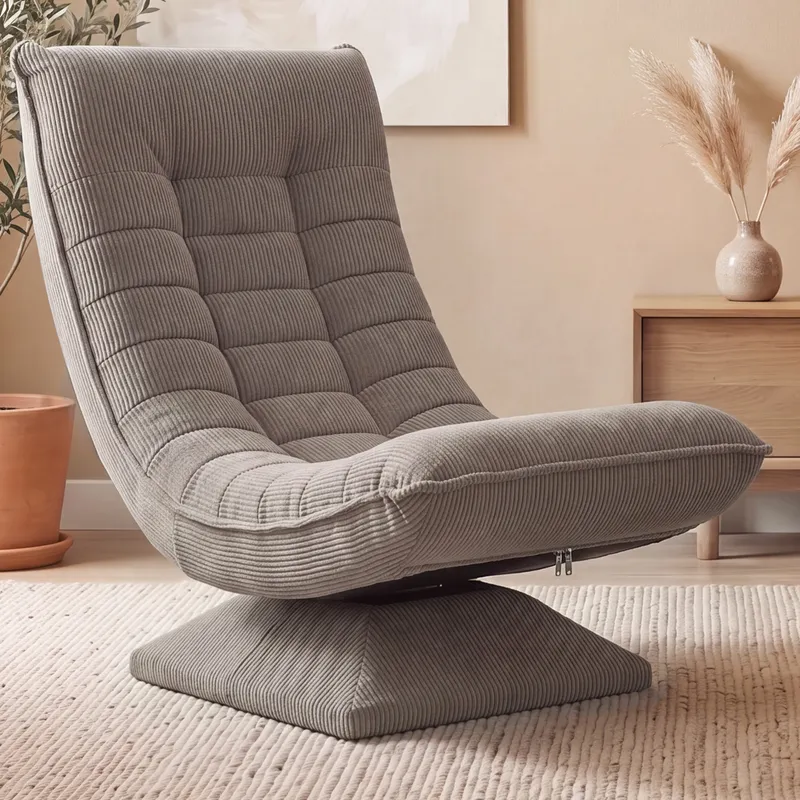 Casaria® Sessel Aberdeen Taupe Cord 5fach verstellbar 360 Grad drehbar klappbar – Produktbild 2 von 2