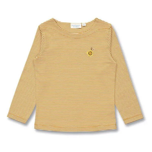 Sense Organics Sense Organics Mädchen Langarmshirt in Currygelb-weiß geringelt, Modell ALUNA, White, – Produktbild 1 von 3