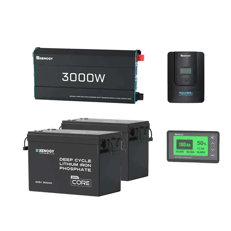 Renogy DE 7,68 kWh Solaranlage| Core mini 2 x 300Ah Lithium Batterie, 3000W Wechselrichter, 60A MPPT - inkl. 0% MwSt. / Batterien + Wechselrichter + Laderegler – Produktbild 1 von 1