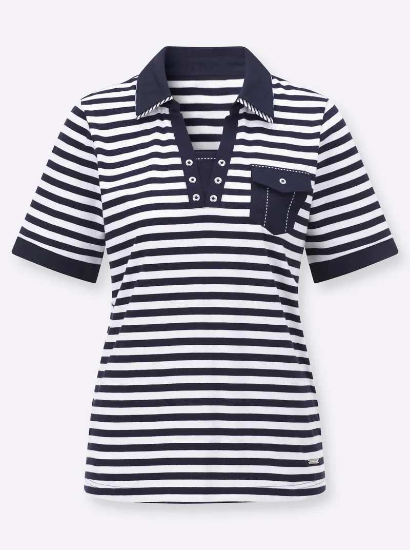Witt Poloshirt marine-weiß-geringelt, Marine-weiß-geringelt, – Produktbild 1 von 2