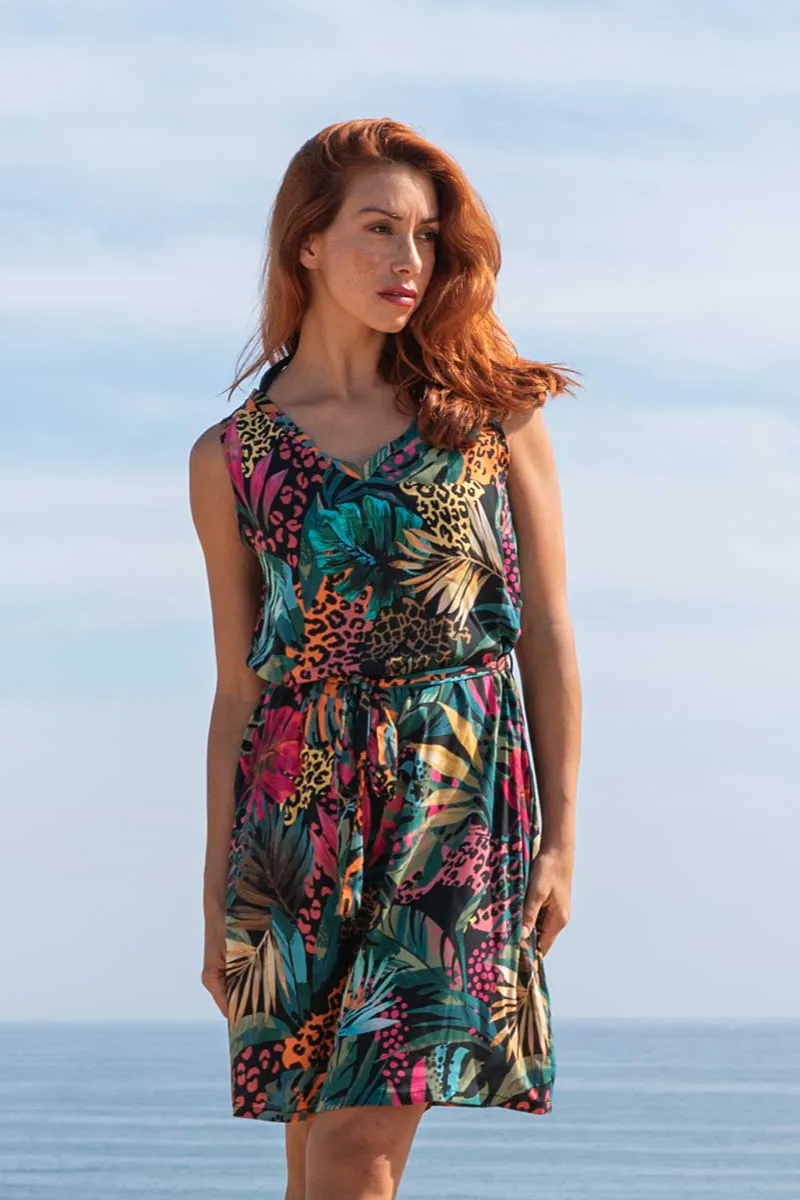 WiDDA Widda Damen vegan Kleid Rani Tropical Print Mehrfarbig, Dunkelpink, – Produktbild 2 von 2