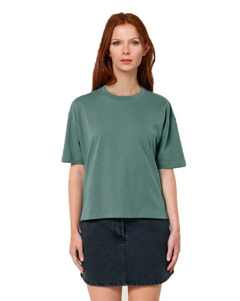 YTWOO YTWOO Damen Boxy T-Shirt aus Bio-Baumwolle, Grün, – Produktbild 1 von 4