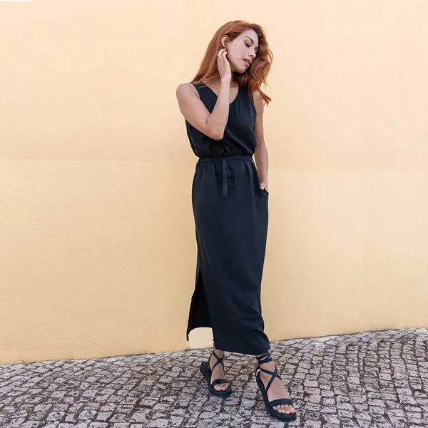 WiDDA berlin WiDDA berlin Maxikleid VANI in Schwarz oder Terra - aus Lyocell TENCEL®, Schwarz, – Produktbild 1 von 3