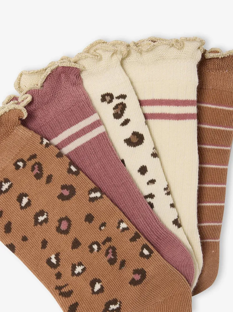 Vertbaudet 5er-Pack Socken LEOPARD, Zimt, – Produktbild 2 von 2