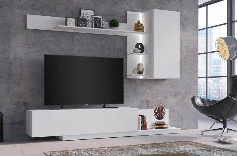 OTTO home Wohnwand BRISTOL, (4-teilig), inkl. Beleuchtung, Weiß, – Produktbild 4 von 5