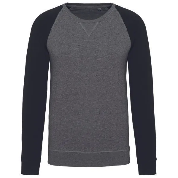 Greenspired Greenspired Zweifarbiges Raglan Sweatshirt French Terry BIO, Melange grau-schwarz, – Produktbild 1 von 1