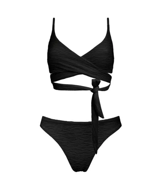 Anekdot Anekdot Bikini Set Jacquard Lin Top + Skyline Slim Slip, Schwarz, – Produktbild 3 von 3