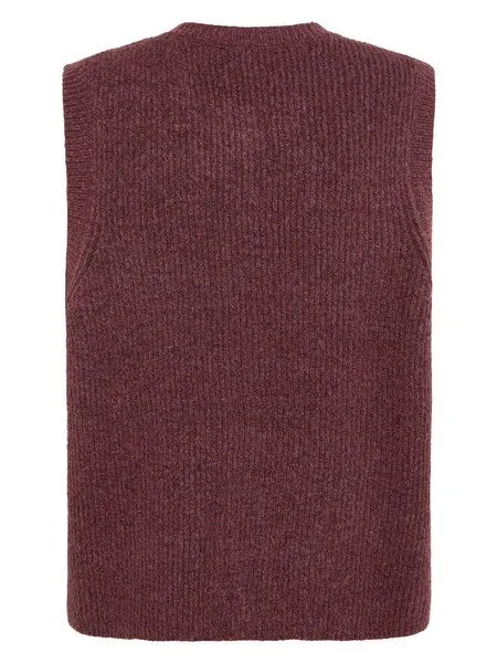 KnowledgeCotton Apparel KnowledgeCotton Apparel Strickweste Soufflé yarn, Burgundy, – Produktbild 2 von 3