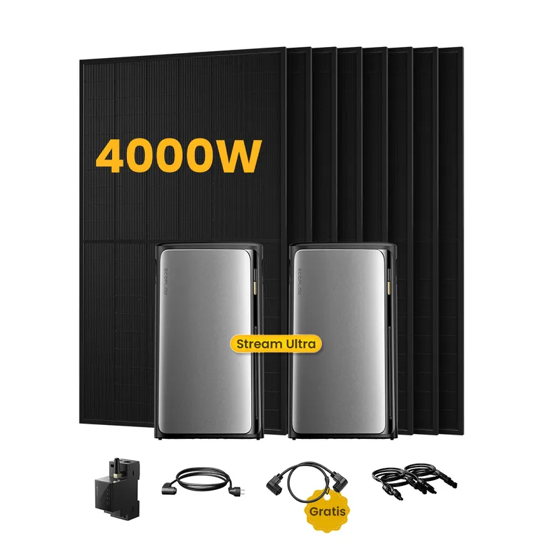 EcoFlow 2x EcoFlow STREAM Ultra, All-in-One Solaranlage mit Speicher, inkl. 8 Bifazialen Solarmodulen, by Powerness - 8 x 500Wp Bifaziale Full Black / 1 x Smart Meter / Selbstabholung – Produktbild 1 von 1