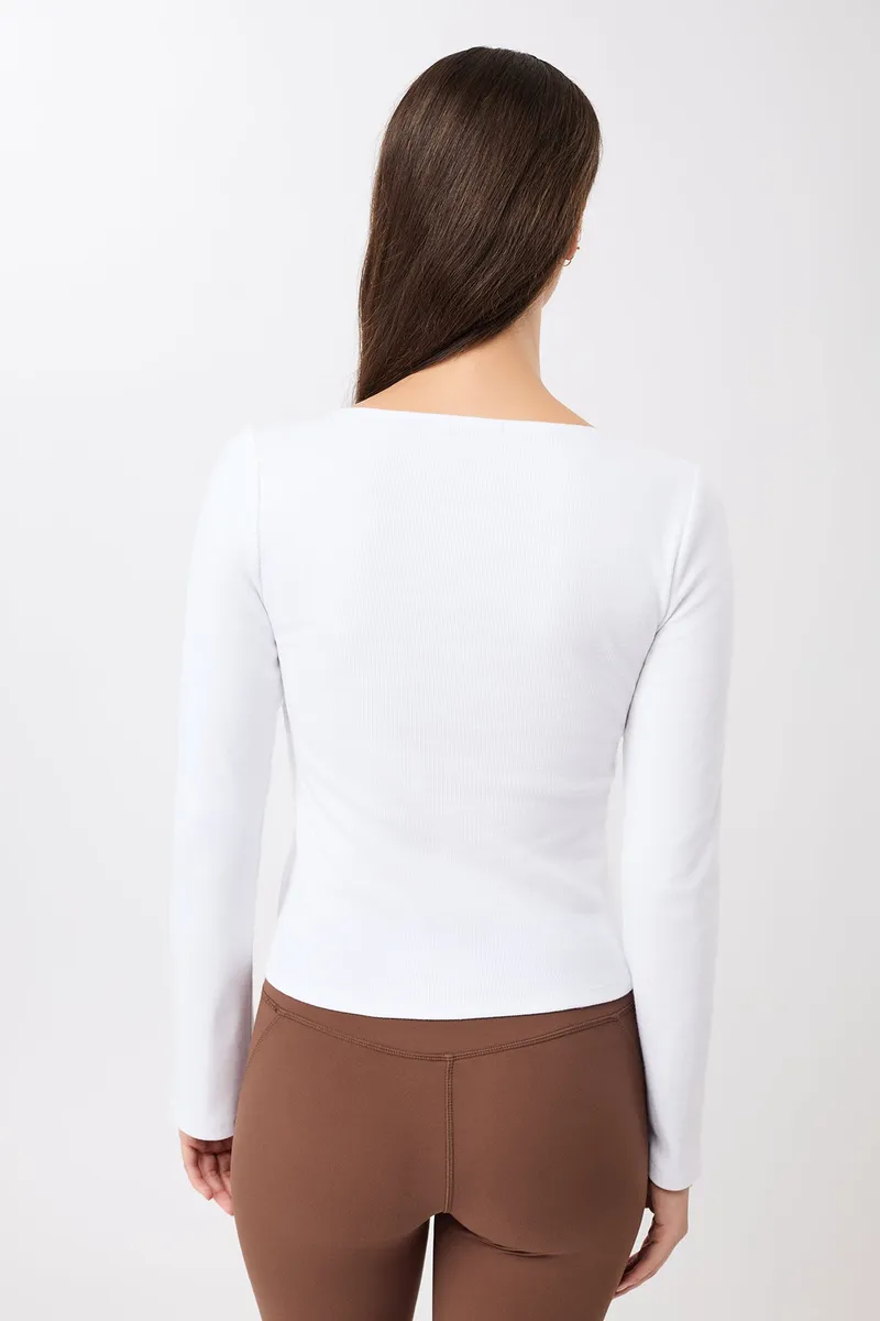 mandala MANDALA Damen vegan Longsleeve Side Button Weiß, Weiß, – Produktbild 2 von 2