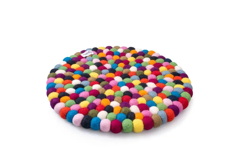 naturling naturling Filzkugel Sitzkissen rund 39cm aus 100% Schurwolle für Stühle und Bänke, Bunt, – Produktbild 1 von 6