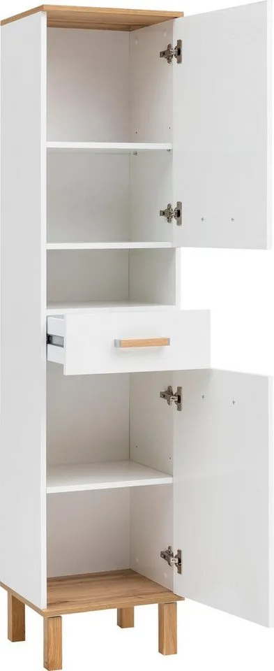 Schildmeyer Hochschrank Füße aus Massivholz, Weiß, – Produktbild 4 von 5