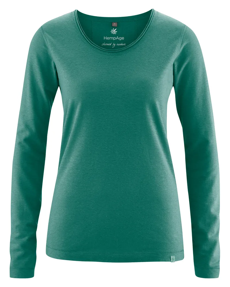 HempAge Hempage Damen vegan Langarm T-Shirt Dschungelgrün, Grün, – Produktbild 1 von 2