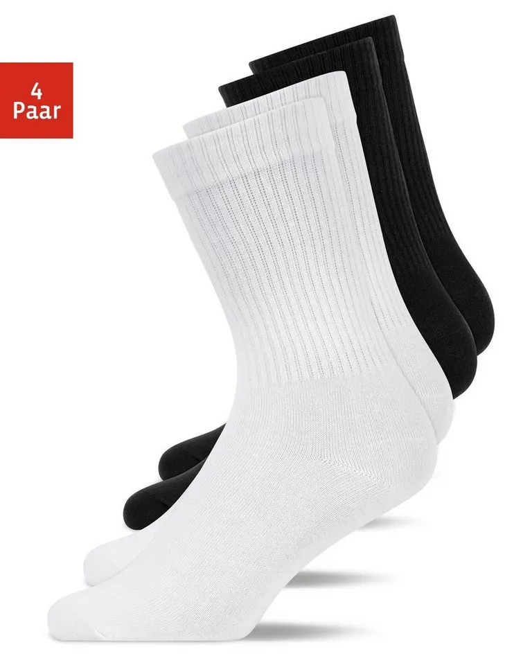 SNOCKS Tennissocken Cleane Sportsocken (4-Paar) aus Bio-Baumwolle, stylish für jedes Outfit, Bunt|schwarz, – Produktbild 1 von 5