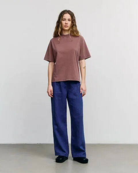 Rotholz Rotholz Basic T-Shirt mit breitem Kragen Bio Baumwolle, Braun (faded brown), – Produktbild 3 von 4