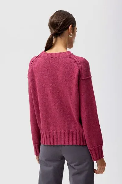 People Wear Organic People Wear Organic Bouclèstrick Pullover, rot uni, Beere, – Produktbild 3 von 4