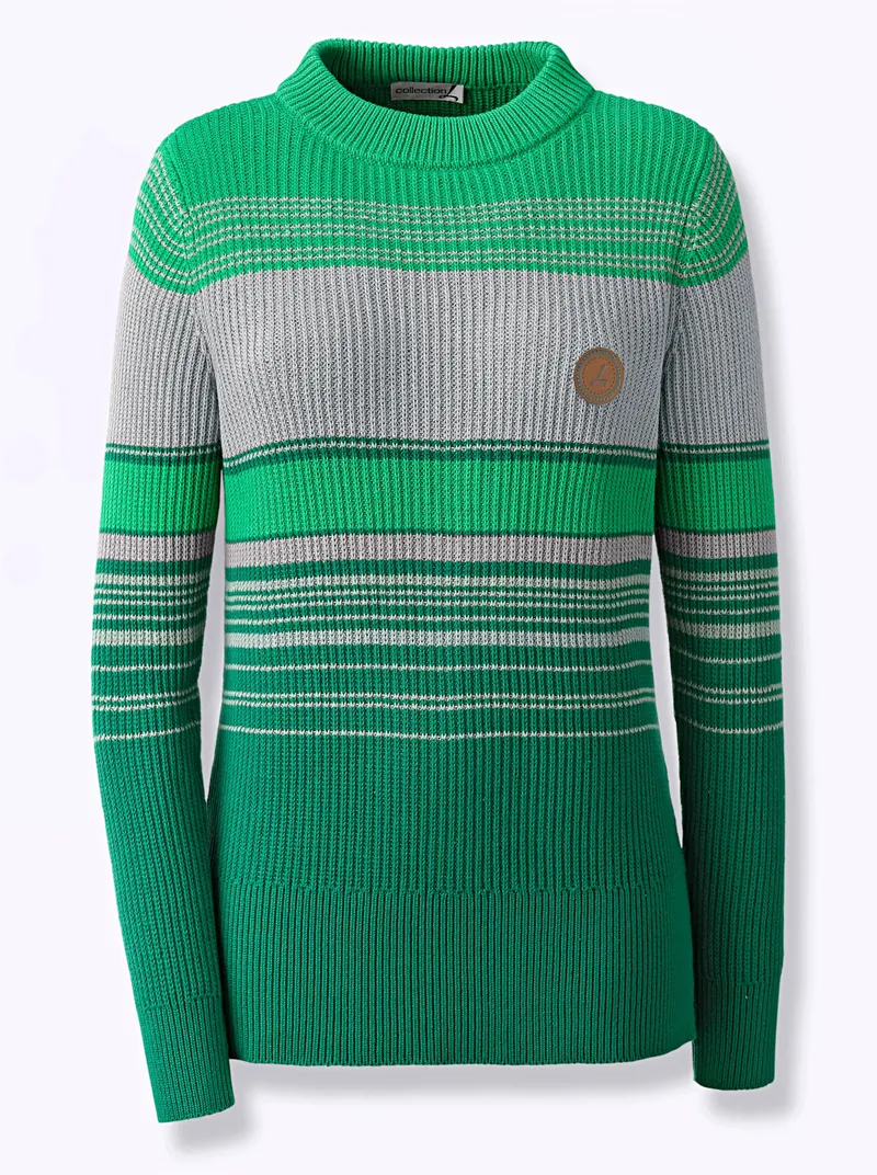 Witt Stehkragenpullover grün-steingrau, Grün-steingrau, – Produktbild 1 von 1