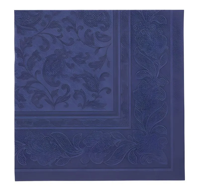 PAPSTAR PAPSTAR Papierserviette 50 x ROYAL Collection 1/4-Falz 40 cm x 40 cm dunkelblau Ornaments, Blau, – Produktbild 1 von 3