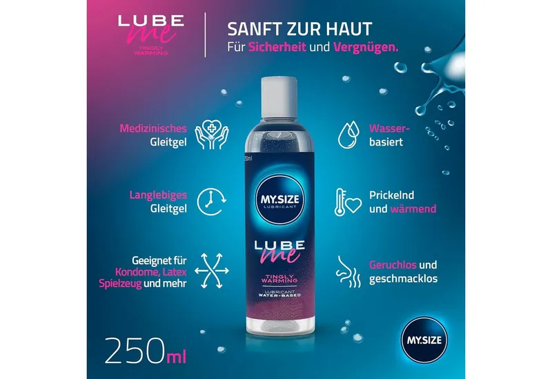MY.SIZE Gleitgel Lube Me 3-in-1, medizinisches Gleitmittel auf Wasserbasis, wärmend, prickelnd und Höhepunkt verstärkend – Produktbild 4 von 6
