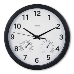 Hama Hama Wanduhr "Malta", Ø 25 cm, mit Thermo-/Hygrometer, ohne Ticken – Produktbild 1 von 1