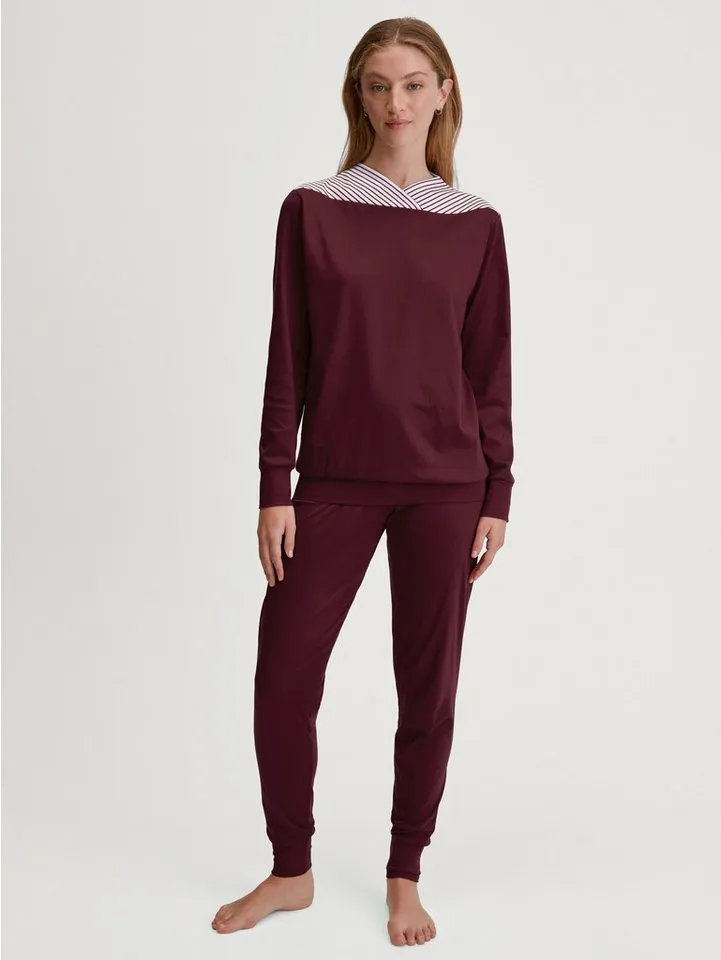 CALIDA CALIDA Pyjama Season Special Damen (2 tlg) weich, wärmend und bequem mit Bündchen, Rot, – Produktbild 3 von 5