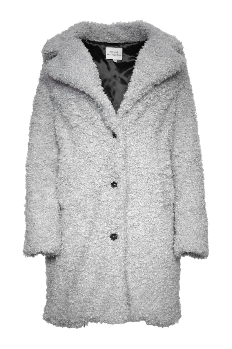 Will's Vegan Store Will's Vegan Store Damen vegan Mantel Recycelter Bouclé Grau, Hellgrau, – Produktbild 1 von 2