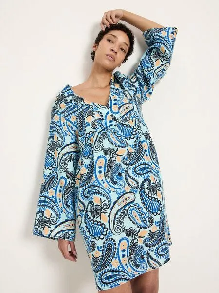 LANIUS LANIUS Kleid (GOTS) aus Bio-Leinen, Print paisley mint, – Produktbild 3 von 4