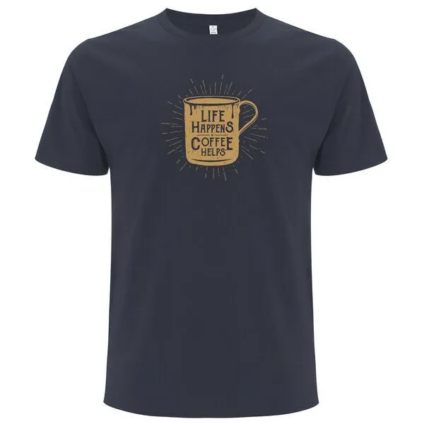 Spreecult Spreecult Kaffee Hilft - Bio und Fair - Männer Unisex T-Shirt - Coffee Helps, Dunkel grau, – Produktbild 1 von 2