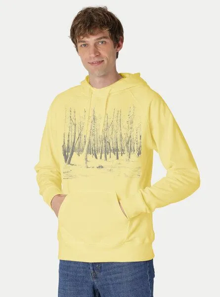 Peaces.bio - handbedruckte Biomode Peaces.bio - handbedruckte Biomode Hoodie Woodland Herren, Hellgelb, – Produktbild 2 von 2