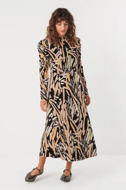 SKFK SKFK Damen vegan Kleid Lano Mehrfarbig Schwarz/Braun – Produktbild 1 von 1