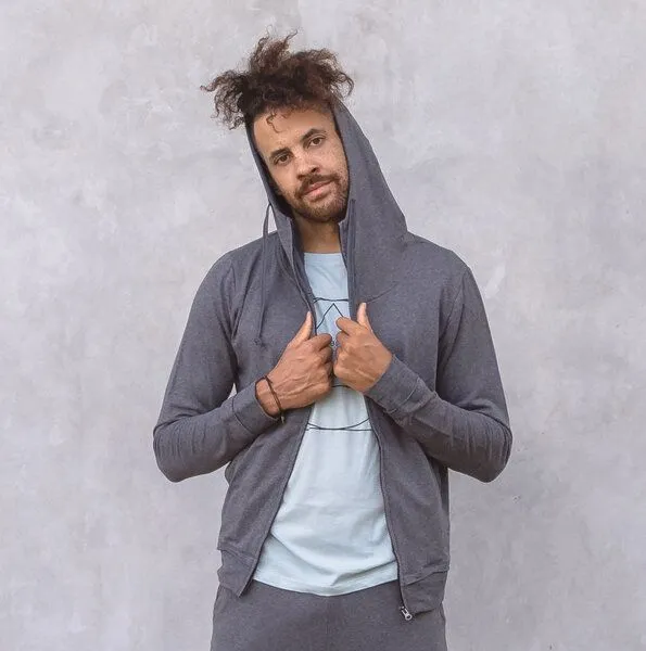 Jaya Jaya LEON MELANGE - Männer - Hoodie für Yoga und Freizeit aus Biobaumwolle, Rose, – Produktbild 2 von 4