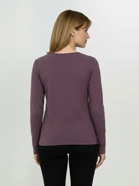 GreenBomb GREENBOMB Basic Yummy - Sportliches Longsleeve aus Bio-Baumwolle / GOTS / Fair & Vegan, Lila (moorberry stripes), – Produktbild 4 von 4