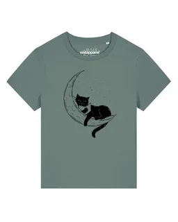 watapparel watapparel T-Shirt Frauen Katze auf dem Mond – Produktbild 1 von 1
