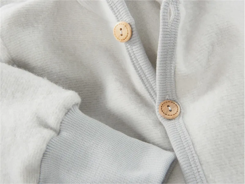 Cosilana Cosilana Baby und Kinder Kapuzenoverall Wolle-Baumwolle Fleece grau Gr.86/92, Grau, – Produktbild 2 von 2