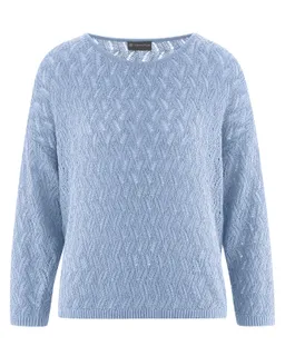 HempAge Hempage Damen vegan Pullover Mit Ajourmuster Wasserblau – Produktbild 1 von 1