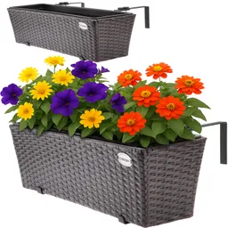 Casaria® Polyrattan Blumenkasten 2er-Set Braun – Produktbild 1 von 1