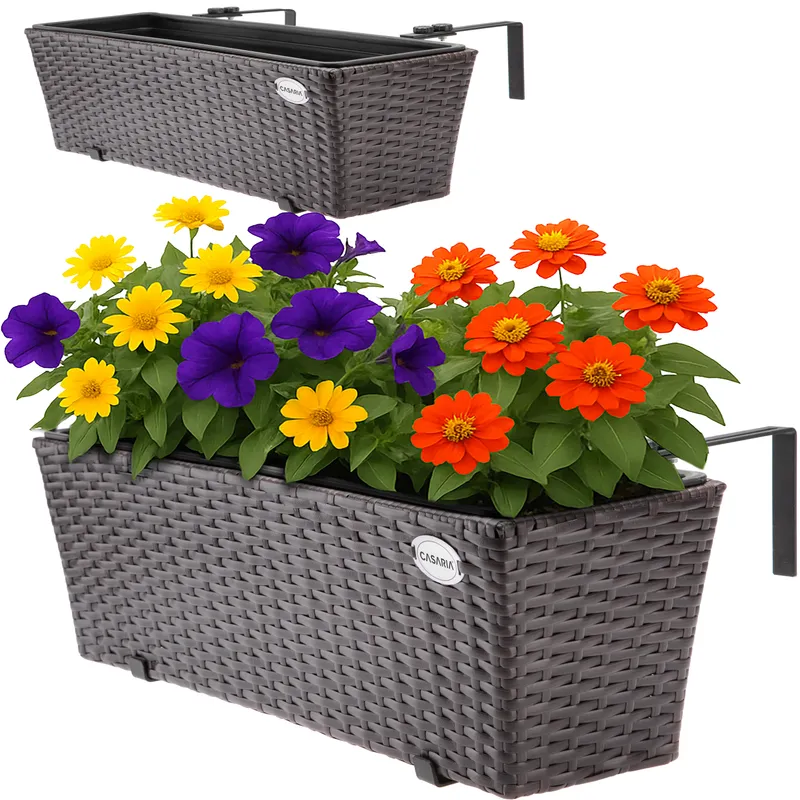 Casaria® Polyrattan Blumenkasten 2er-Set Braun, Braun, – Produktbild 1 von 2