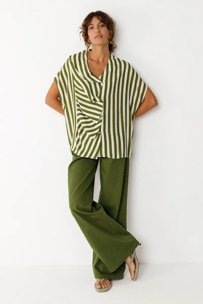 SKFK SKFK Damen vegan Shirt Kaua Grün Weiß, Weiß, – Produktbild 2 von 2