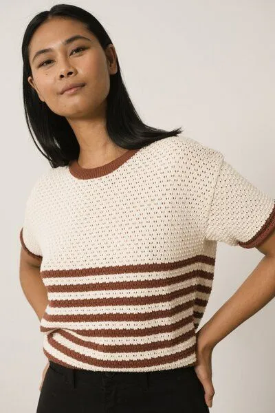 TIRALAHILACHA TIRALAHILACHA Hadara Short Sleeve Knitted Top, Rot, – Produktbild 1 von 4